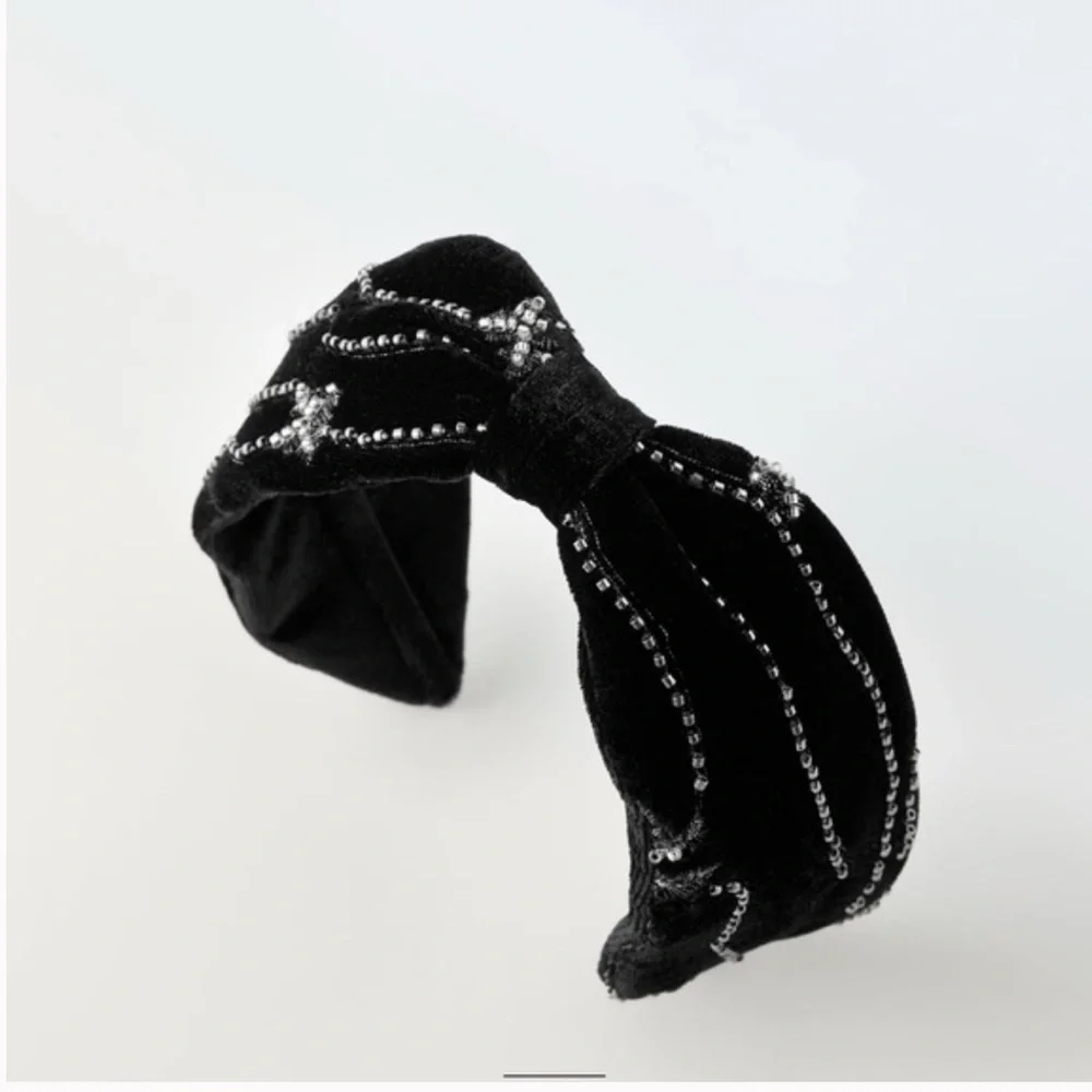 Zara Girls Black Beaded Headband - NWT